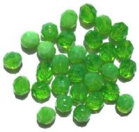 25 8mm Faceted Milky Apple Green Opal Firepolish Beads